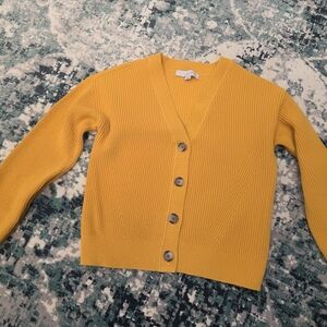 LOFT Mustard Ribbed Knit Cardigan